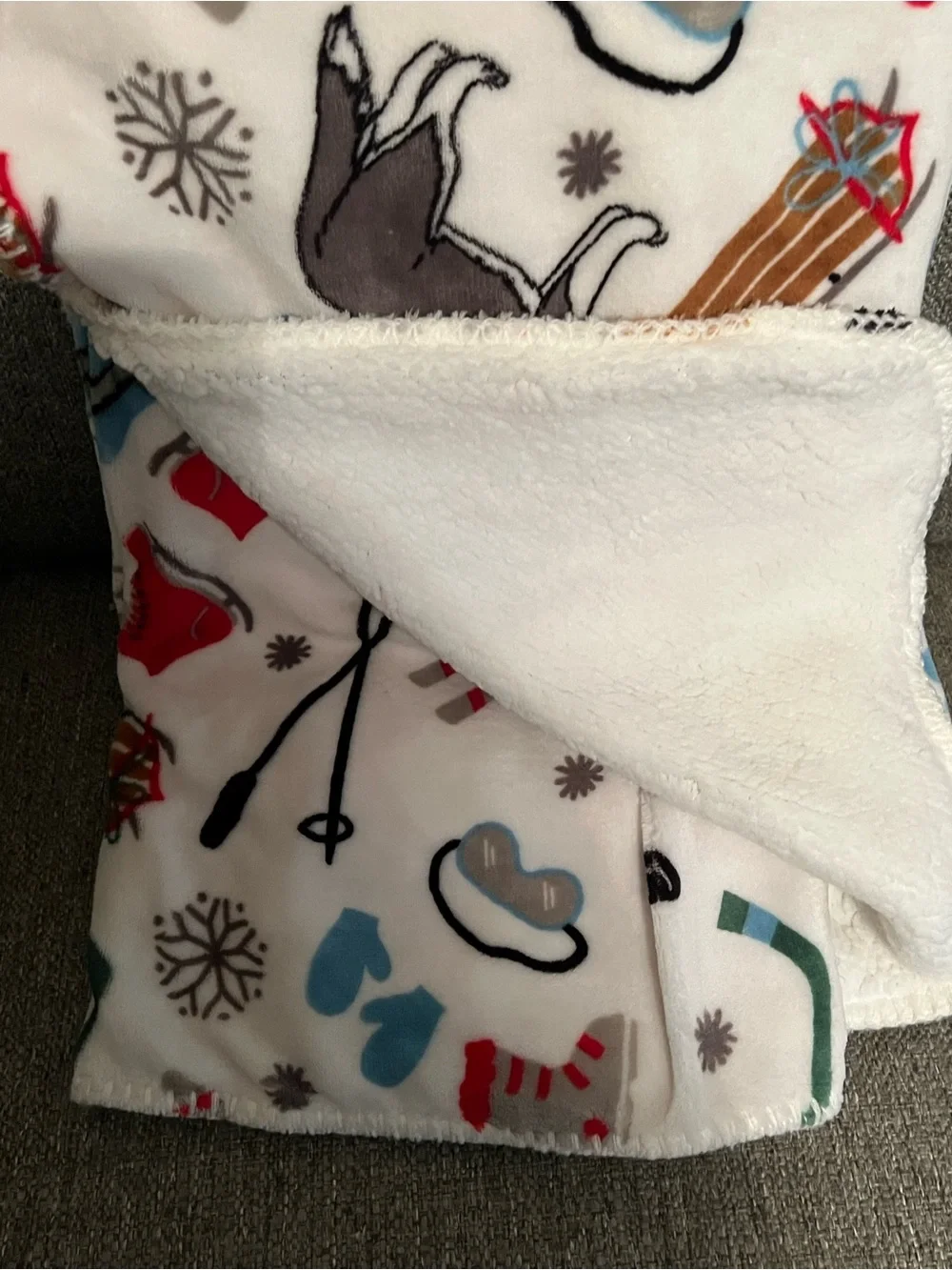 Berkshire Pet Cozy Winter Ski Print Throw - White Multi